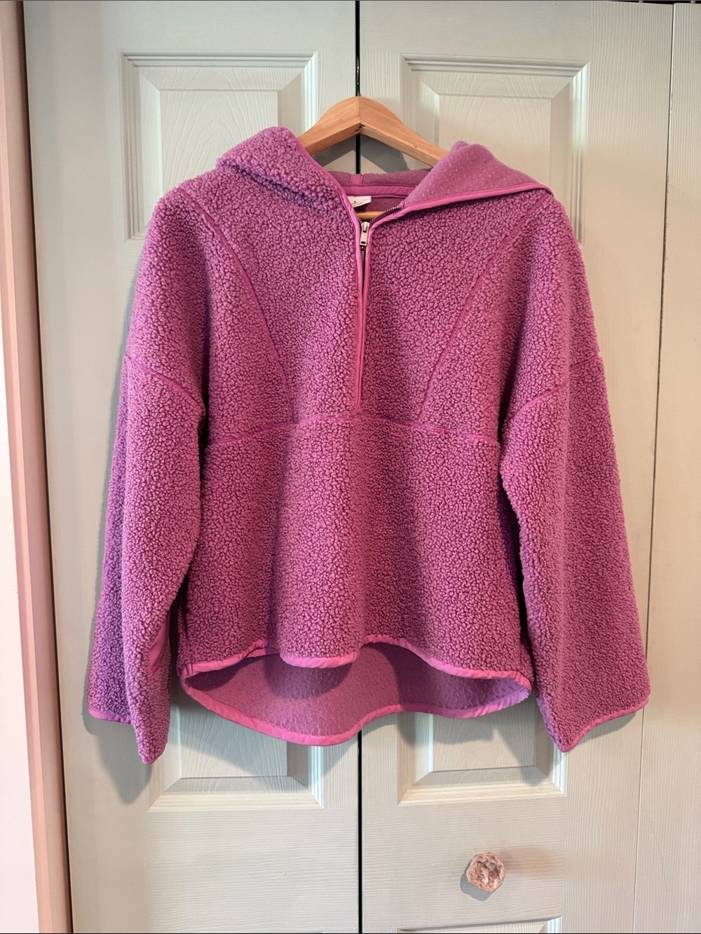 Year of Ours Pink Purple Plush Half-Zip Sherpa Pullover